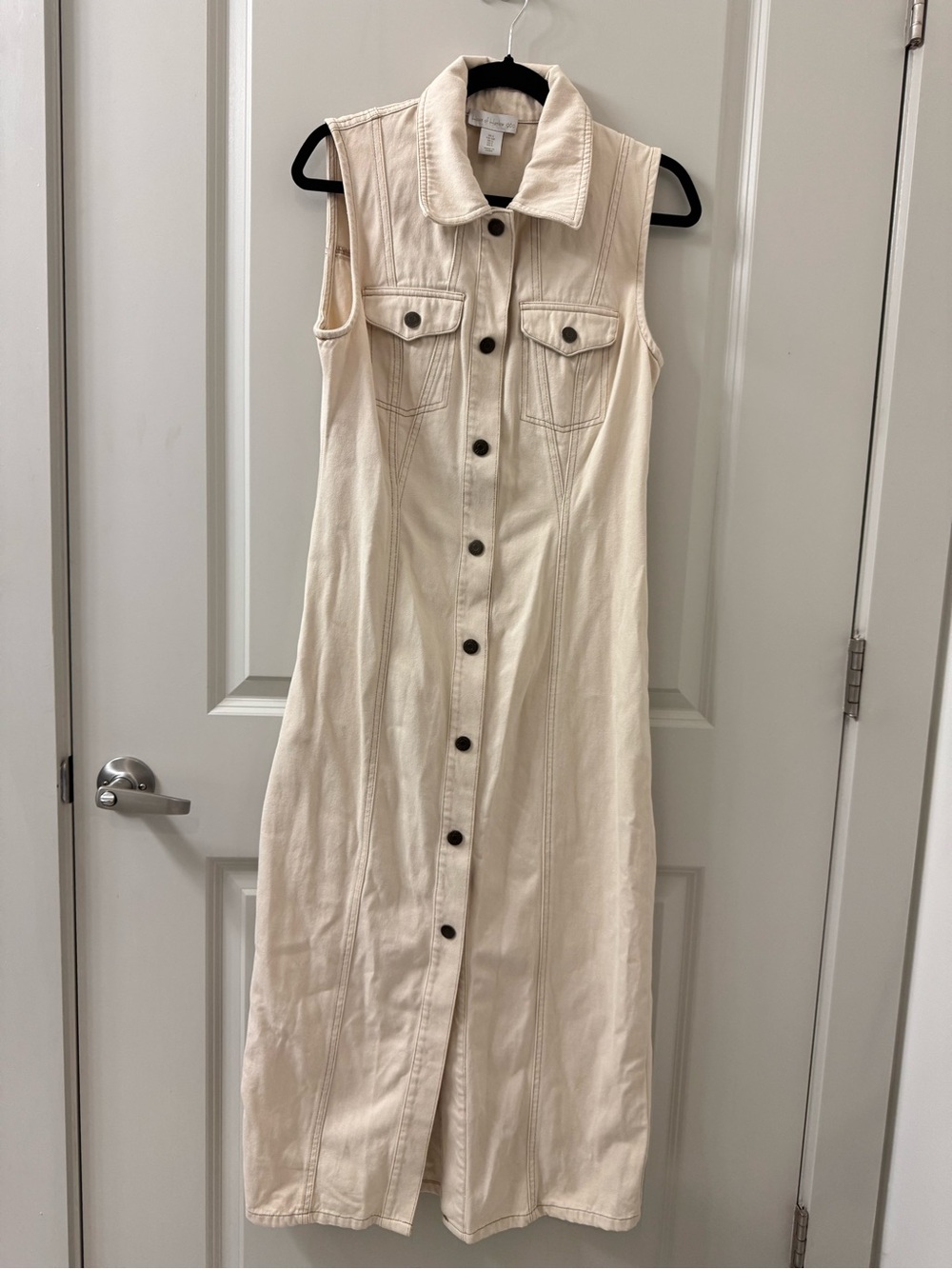 House Of Harlow 1960 Cream Denim Sleeveless Maxi Dress Women’s Size S Small Boho
